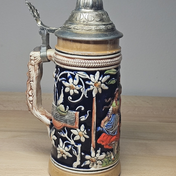 Vintage Golden Crown E&R Western Germany Beer Stein, lidded Beer Stein 9inch - Picture 7 of 13